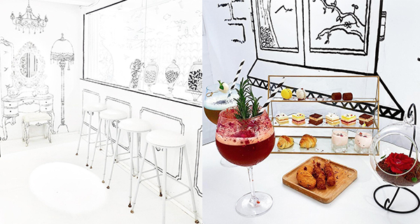 【灣仔Cafe】黑白2D手繪畫fusion餐廳!花型藝術甜品、溫室下午茶