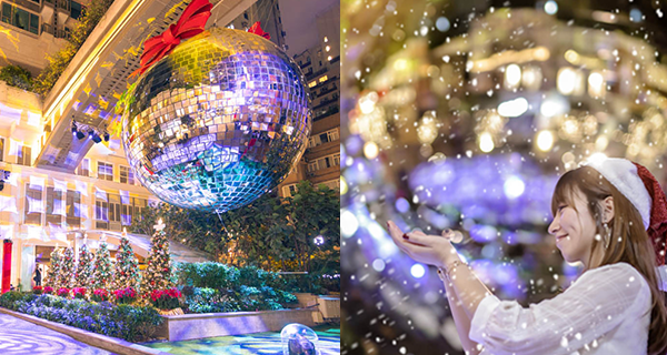 【香港】利東街聖誕巨型Disco鏡面球,DJ現場打碟+飄雪+表演