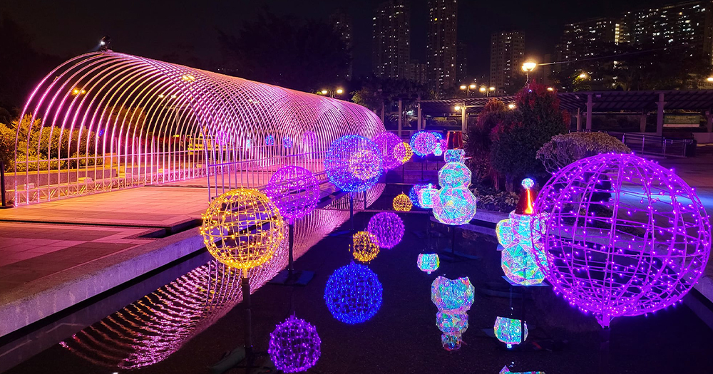 【香港】沙田夢幻紫色隧道燈飾！魔幻聖誕樹+波波燈飾！