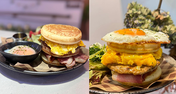 【荔枝角美食】Cafe推出三層熱香餅漢堡！鬆軟熱香餅+豬柳+煙肉